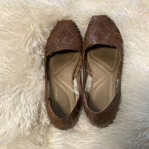 Brown woven shoes